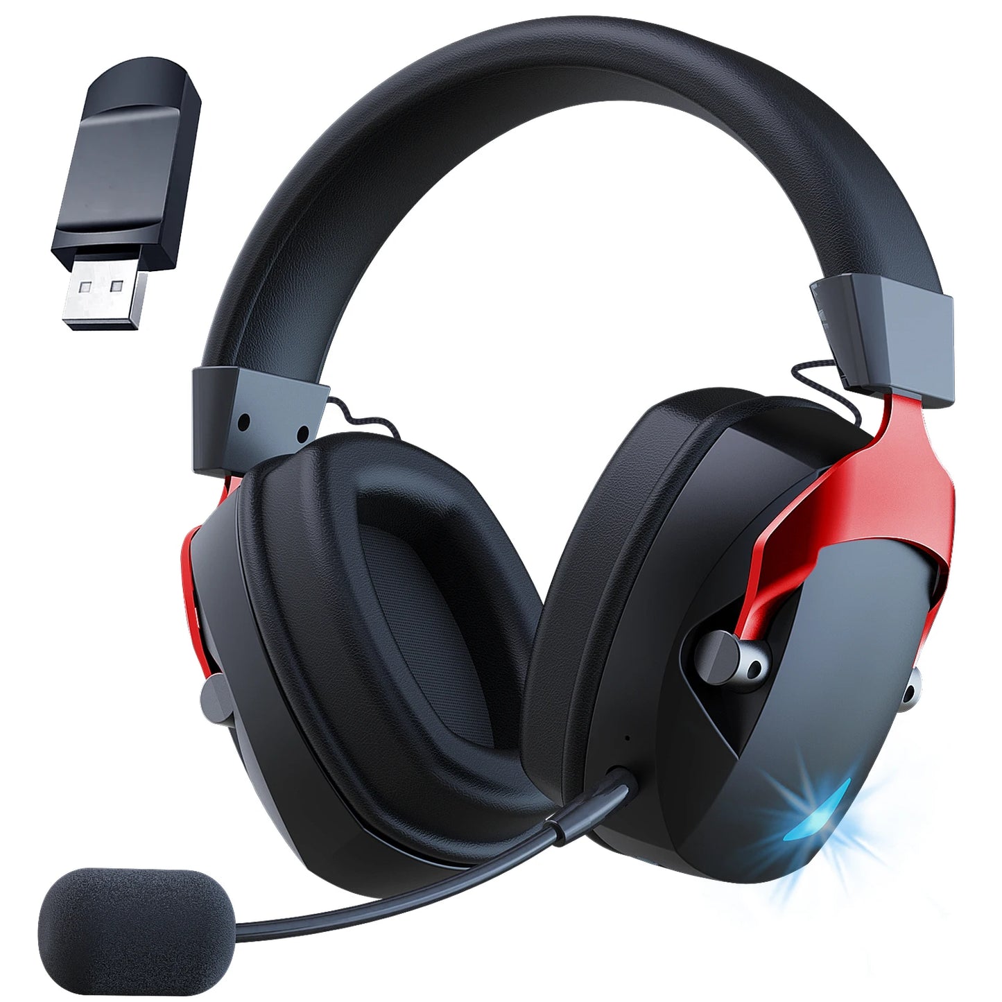 Acinaci 2.4GHz Wireless Gaming Headset for PS5 PS4 PC Switch – Bluetooth Gaming Headphones with Microphone, Deep Bass, Memory Foam Ear Cushions