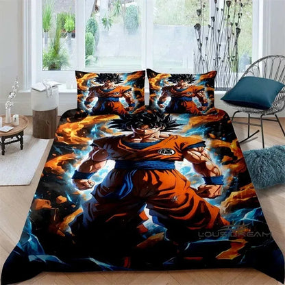 Cartoon/Anime Son Goku Dragon Ball bedrukte beddengoedset: deze zachte en comfortabele set bevat een dekbedovertrek en kussensloop