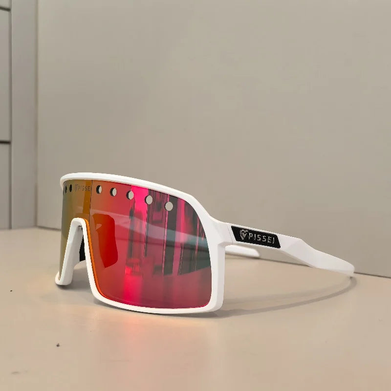 Gafas de ciclismo PISSEI 9406A. Gafas de sol con revestimiento de colores. Gafas TR90 para hombre con protección anti-UV400. Gafas deportivas de ciclismo para mujer.