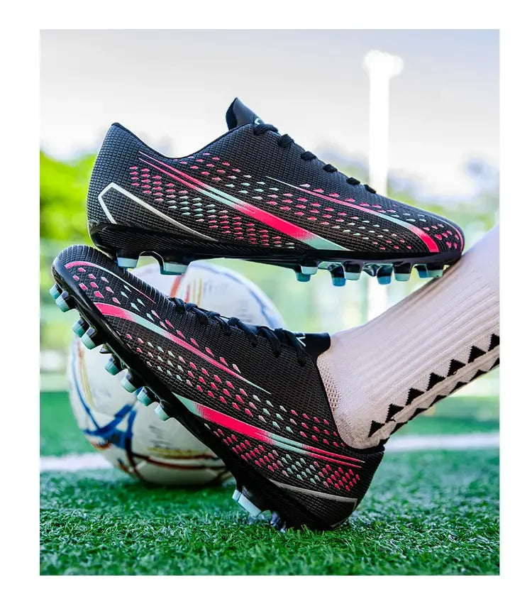 High Top Waterproof Football Boots Men Anti Slip Durable Spikes Design Breathable Lining Outdoor Grass Court Professional Soccer