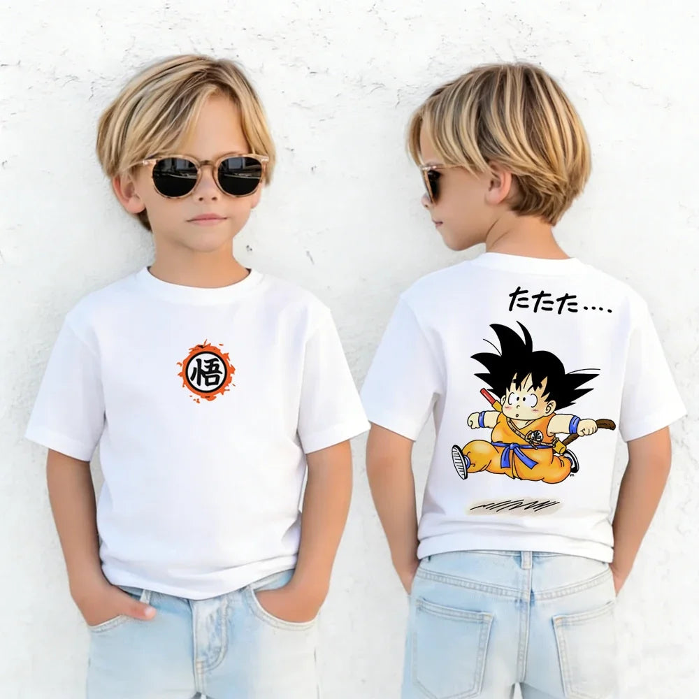 Anime Dragon Ball Cosplay T-Shirt Cotton Short Sleeve Tops Casual Loose Retro T-Shirt Men Women Family Matching Summer Outfits
