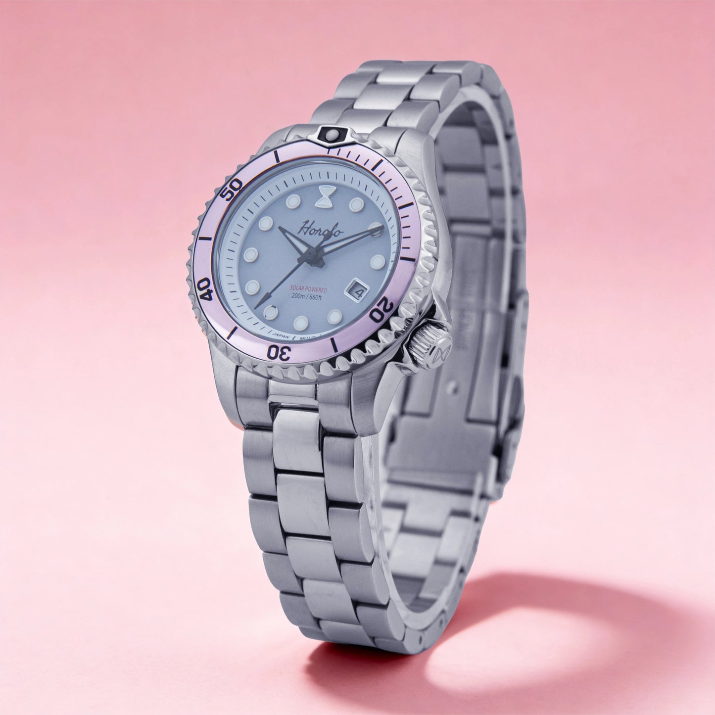 Horolo Women' Watches Japan Solar Movement 30mm Luminous Water Resistant Sapphire stainless steel Luxury Watch Gift For Wife