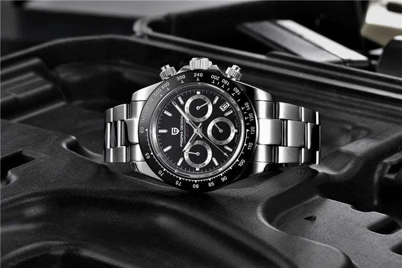 Montre-bracelet pour homme PAGANI DESIGN – Chronographe de luxe, mouvement à quartz MIYOTA VK63, verre saphir, étanche, style sportif