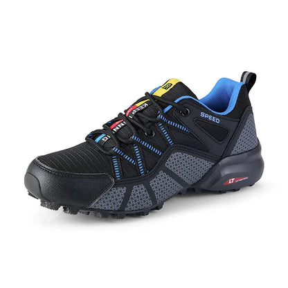 Męskie buty trekkingowe — terenowe buty sportowe outdoor, oddychająca siateczka, antypoślizgowe i odporne na zużycie, do wędrówek i jazdy na rowerze na zewnątrz