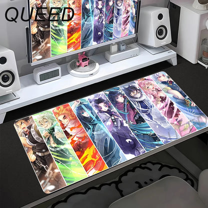 Alfombrilla de escritorio para ordenador y teclado, alfombrilla de ratón anime chica kawaii, 900x400mm, goma antideslizante, Demon Slayers XL