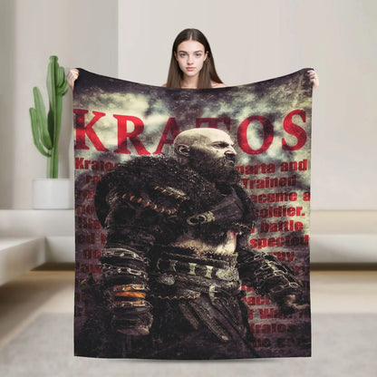 God of War Game Gamers Kratos Blanket  Soft Warm Funny Plush Throw Blanket For Home Decor Travel Flannel Bedspread Bed Cover