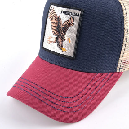 Modische Trucker-Caps mit besticktem Ziegen-Patch, Vier-Jahreszeiten-Snapback-Baseballcap für Herren und Damen, verstellbare Schirmmütze