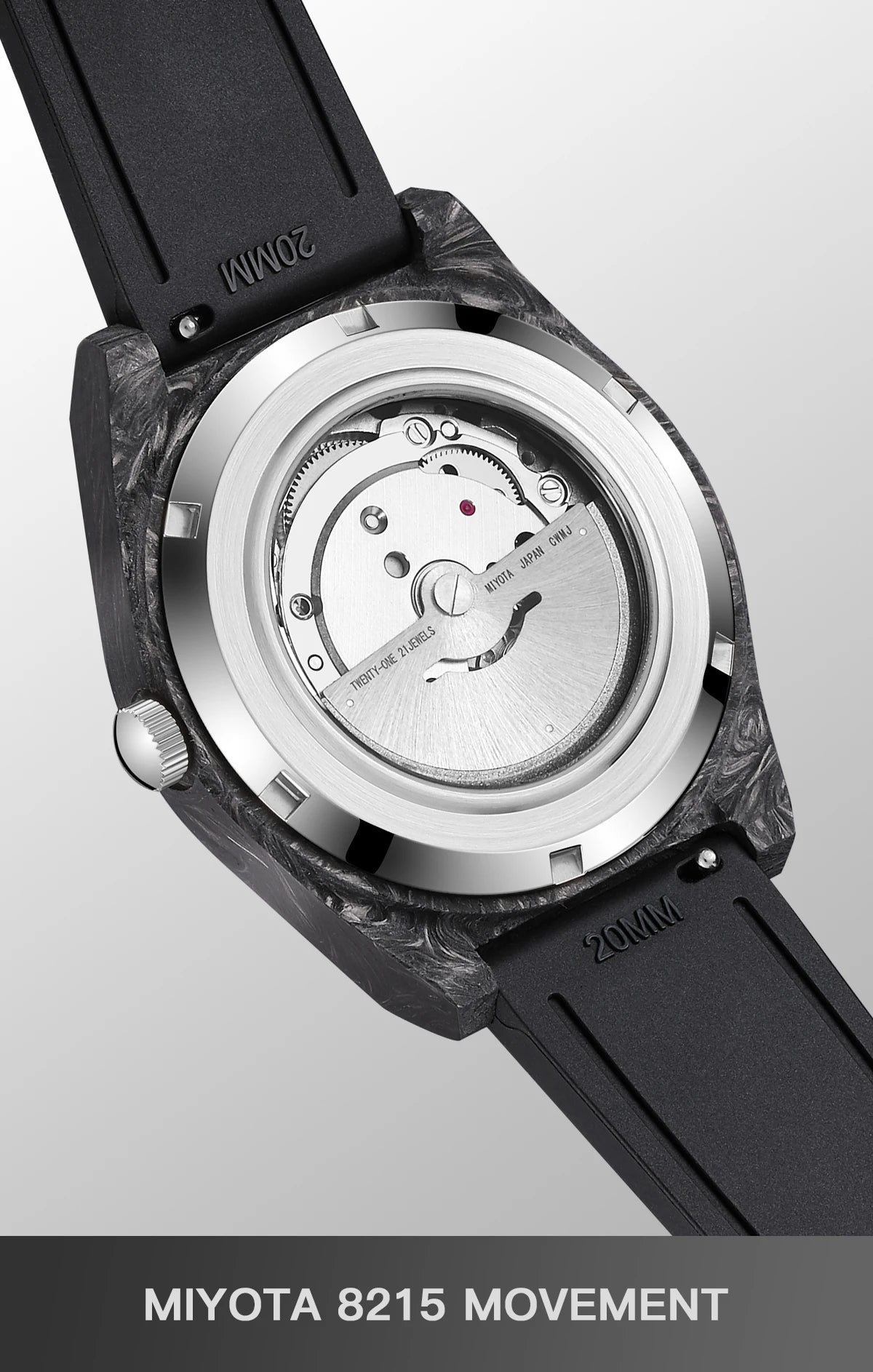 Orologio automatico luminoso in fibra di carbonio da 40mm, di lusso, impermeabile 100m, orologio subacqueo automatico da uomo con movimento Japan Miyota 8215