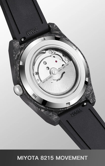 Orologio automatico luminoso in fibra di carbonio da 40mm, di lusso, impermeabile 100m, orologio subacqueo automatico da uomo con movimento Japan Miyota 8215