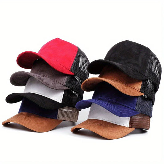 New men's and women's universal mesh suede work cap, men's baseball cap, breathable sports cap for spring and summer.