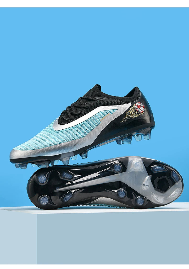Nouvelles chaussures de football pour hommes, crampons de sport d'extérieur, antidérapantes, à longues pointes, respirantes et confortables pour l'entraînement et les matchs.