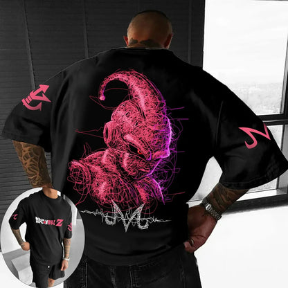 Pánske tričko s potlačou z japonského anime Dragon Ball, Majin Buu, chlapčenské, detské, Harajuku, s krátkym rukávom, detské tričko Goku, letné oblečenie