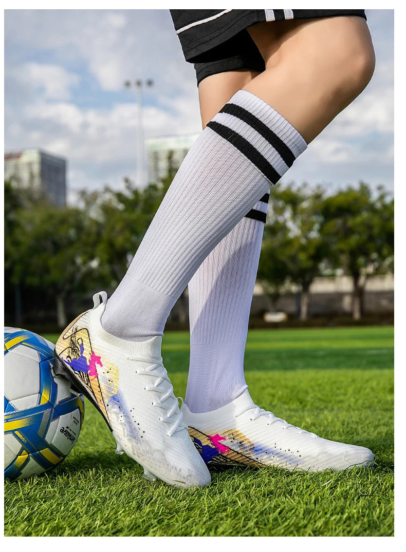 Novas Chuteiras de Futebol para Homem, Chuteiras de Futebol FG Antiderrapantes para Treino, Chuteiras de Futebol com Pitões Longos para Jogo, Ultraleves, Exterior, Dropshipping