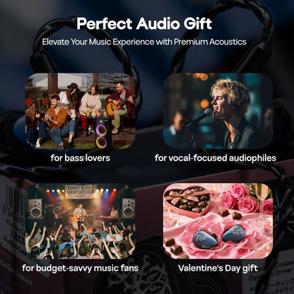 Linsoul Kiwi Ears Cadenza II IEM 10mm Titanium Dynamic Driver HiFi Earphones with KARS 2.0 & Detachable Cable