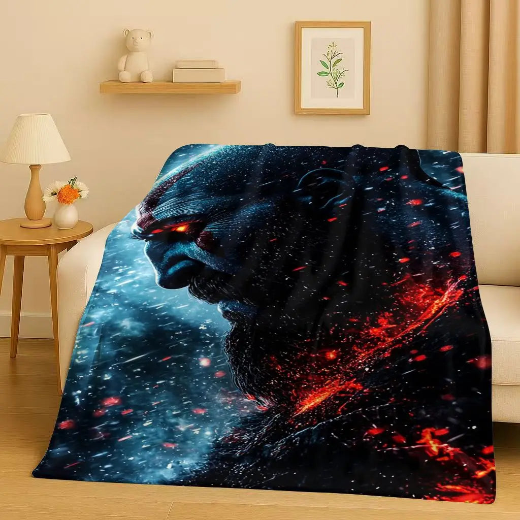 HD Kratos God of War Games Cartoon Gamer Flannel Blanket,Ultra Soft Warm Plush Throw for Home Bedroom Bed Sofa Cover Picnic Kids