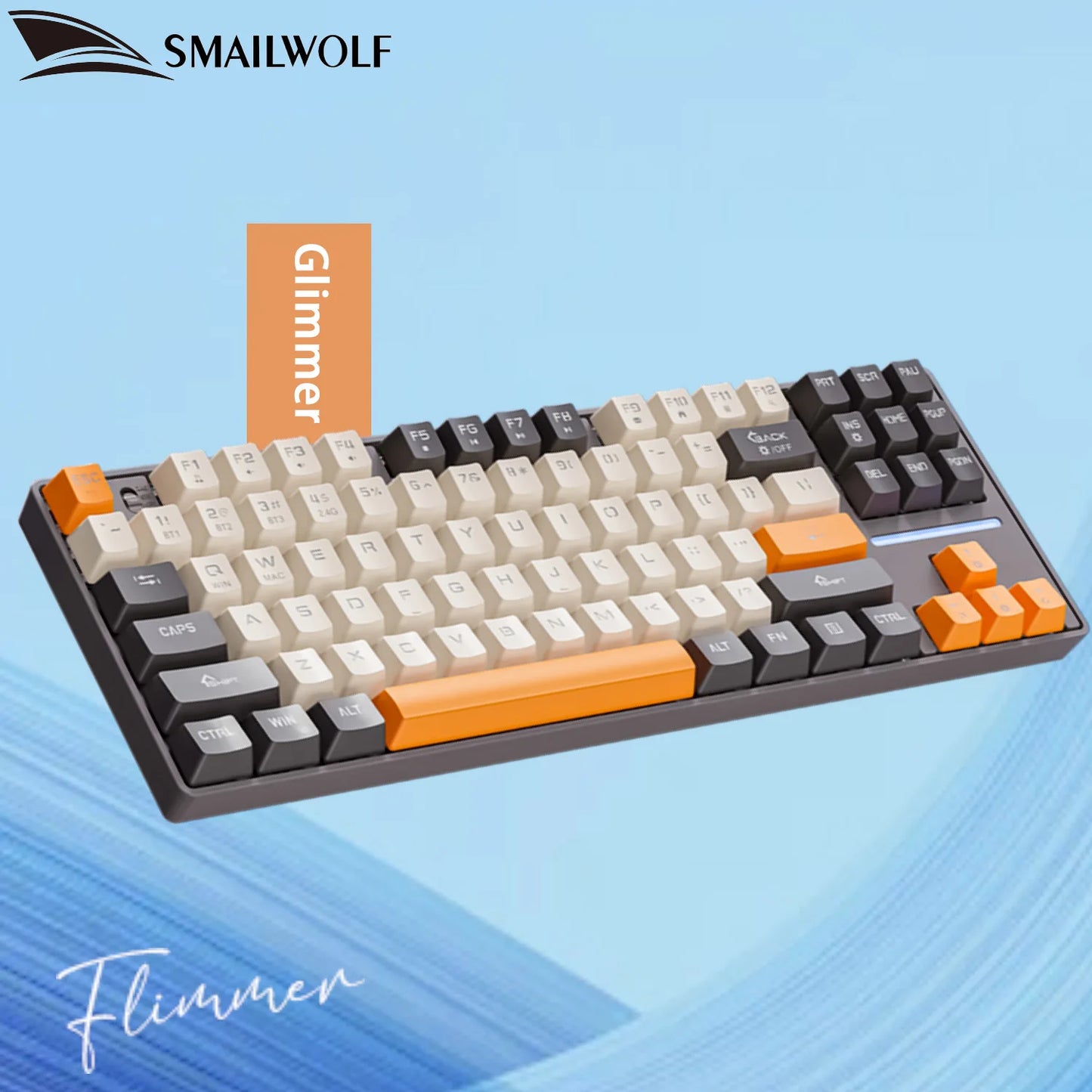 SMAILWOLF MK87 teclado mecânico sem fios Bluetooth para e-sports, com teclas completas, hot-swap e personalização