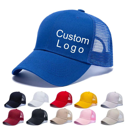 Gorras de béisbol al por mayor para hombre, gorras casuales, gorras de malla para mujer, gorras unisex con logotipo personalizado, gorras bordadas