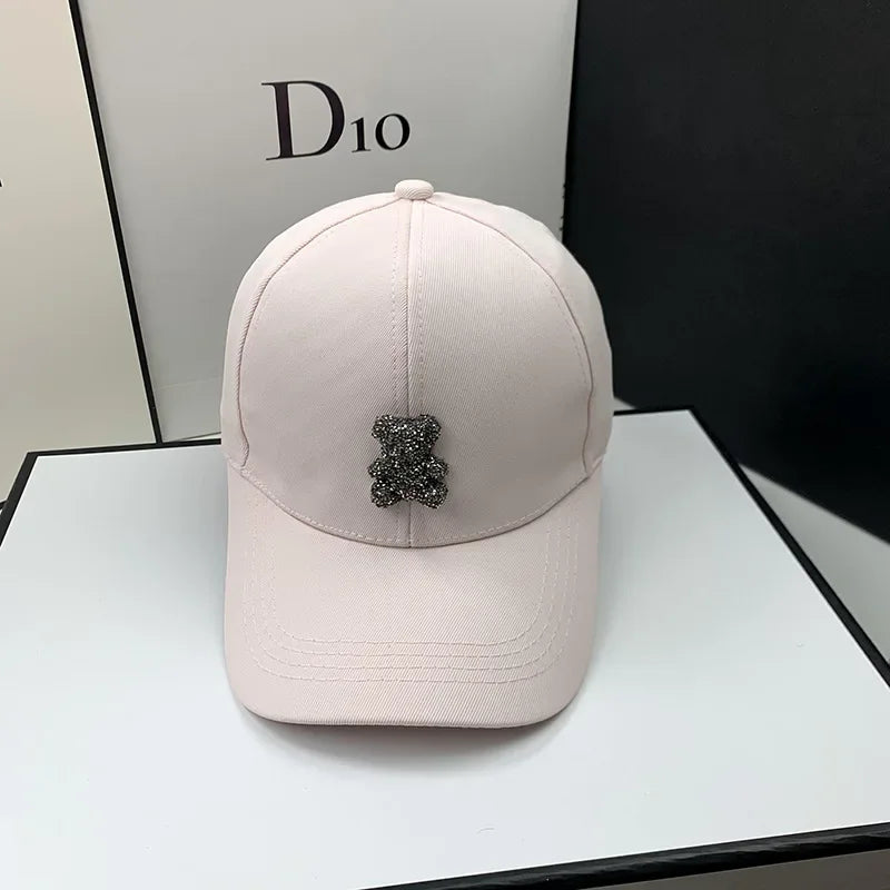 High Quality Fashion Summer Baseball Cap Women Korean Wild Bear Rhinestone Caps SunHats Street Kpop Outdoor Visors Hip Hop Hat