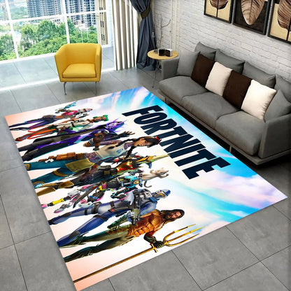 Tappeto F-Fortnites Cartoon Game per sala giochi, camera da letto, soggiorno, divano e decorazione d’ingresso, tappeto da area antiscivolo, idea regalo