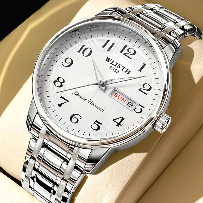 Montre de luxe pour femme, montre à quartz, montre-bracelet numérique, étanche, avec calendrier et affichage lumineux ; style mode et professionnel, convient aussi aux hommes.