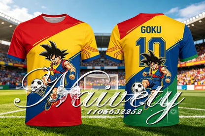 Sommer-T-Shirt „Dragon Ball Goku“ mit 3D-Print, schnell trocknend, Unisex, Retro-Manga-Jersey, Herren und Damen, Fußball, Kurzarm, Streetwear
