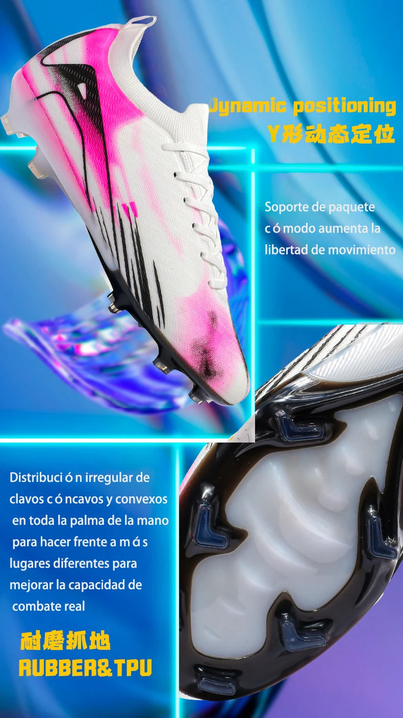 New Men Football Boots FG Non-Slip Long Spikes Soccer Shoes Training Shoes Soccer Cleats Ultralight Outdoor Drop Shipping