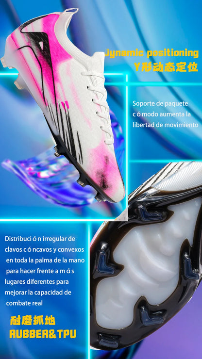 New Men Football Boots FG Non-Slip Long Spikes Soccer Shoes Training Shoes Soccer Cleats Ultralight Outdoor Drop Shipping