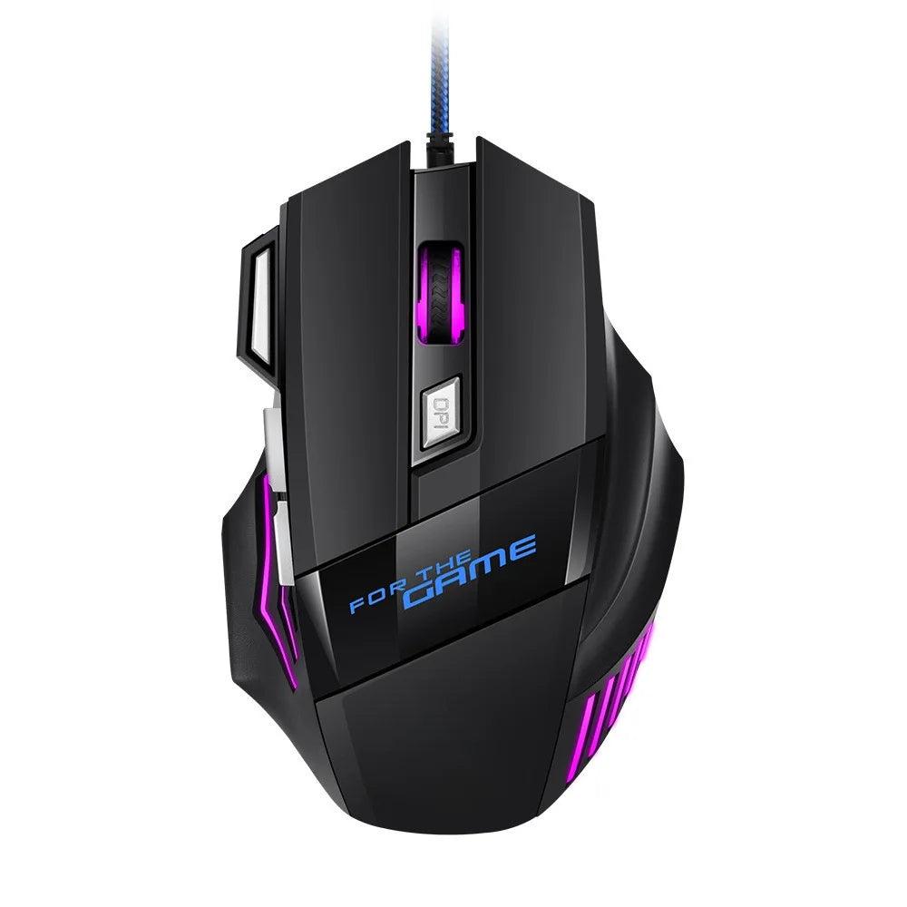 1 szt. nowa ultraszybka mysz gamingowa USB RGB z podświetleniem, ergonomiczna mysz dla graczy 7D Esports, przewodowa mysz do laptopa i PC Gamer