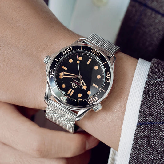 Automatic Mens Watch Mechanical Self Wind Movement Net Stainless Steel Nylon Strap Luxury Fashion Watches