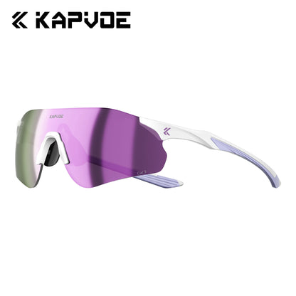 Kapvoe Neue Outdoor-Lauf- und Fahrradbrille, photochrome Sonnenbrille für Damen und Herren, Sportbrille für Marathon und Radfahren, UV400-Schutzbrille