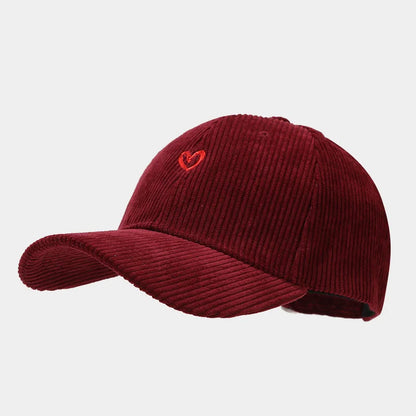 New Little Love Embroidered Corduroy Baseball Cap Spring and Autumn Women's Korean Fashion Simple Sun Hat Outdoor Casual Caps