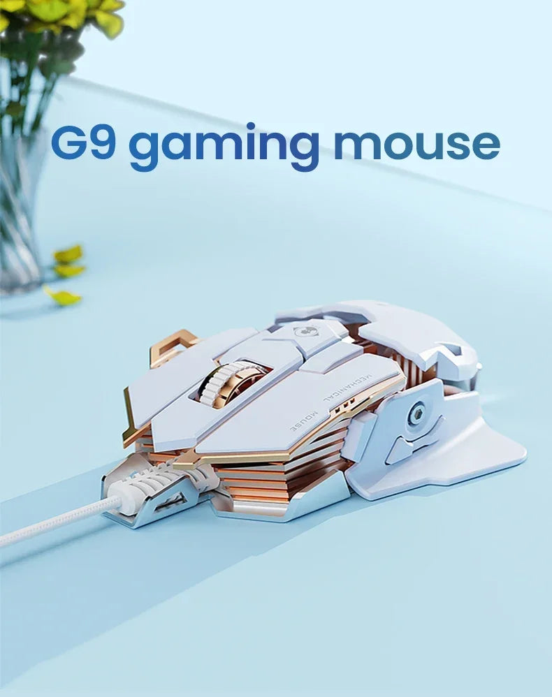 G5 Mechanical E-sports Wired Mouse, RGB 9 Button Macro Programming Gaming Mute Mouse, 12800 DPI for Desktop Computer Laptop