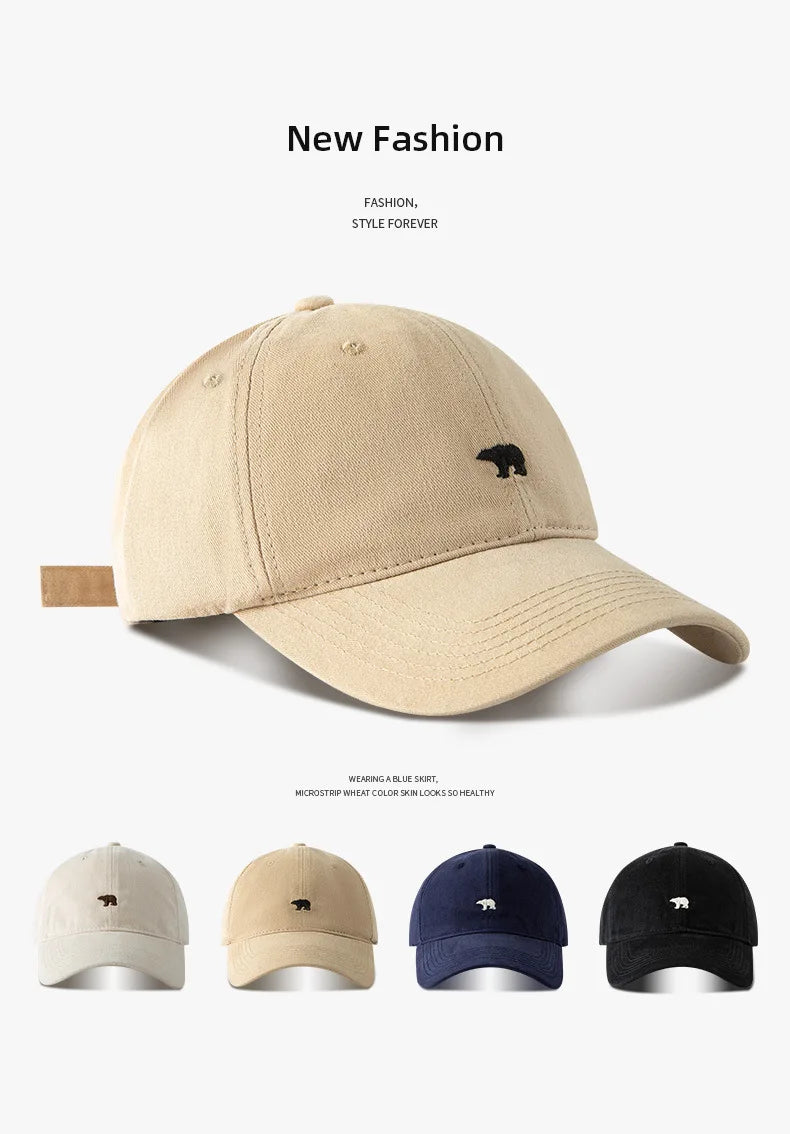 Big Head Baseball Cap Embroidery Polar Bear XL Size Sun Visor Cap Unisex Casual Solid Colors Fisherman Cap Woman Man Beach Hat