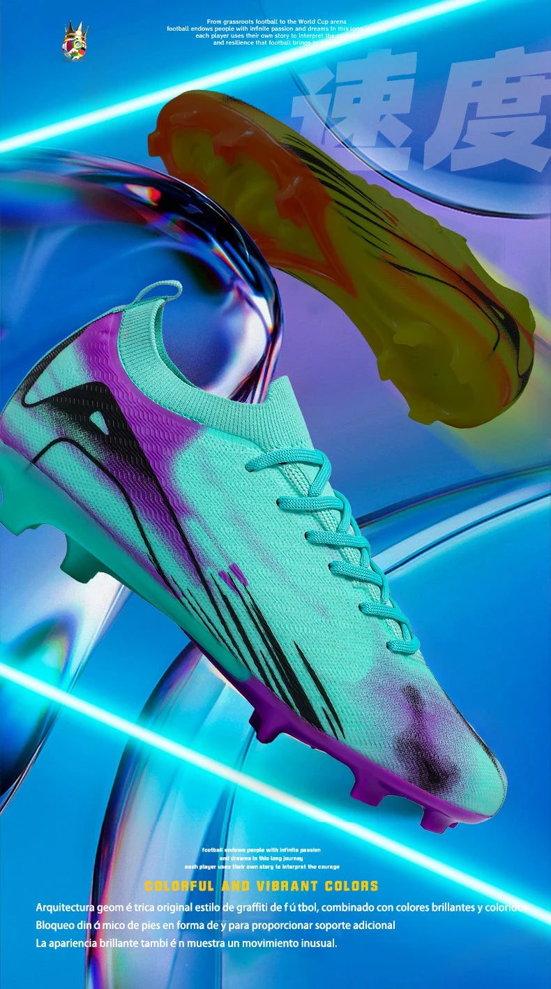 New Men Football Boots FG Non-Slip Long Spikes Soccer Shoes Training Shoes Soccer Cleats Ultralight Outdoor Drop Shipping