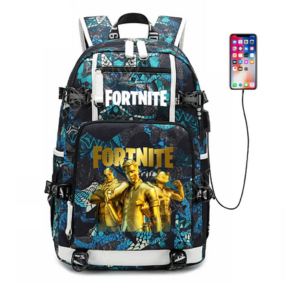 Mochila escolar Fortnite con estampado del juego para estudiantes, niños y niñas, gran capacidad, impermeable, ligera y resistente, regalo de cumpleaños
