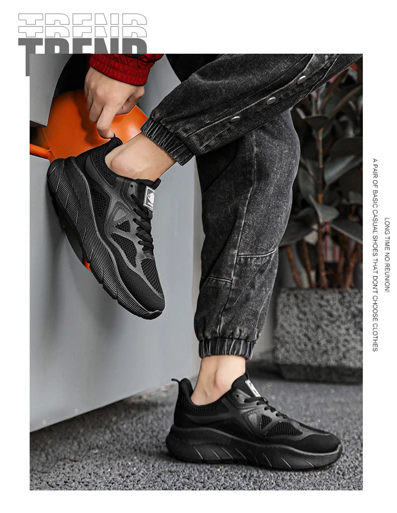 Fashion Platform Men's Running Shoes Trendy Casual Knit Breathable Orange Sneakers Men Outdoor Sports Non-Slip Jogging Shoes Men
