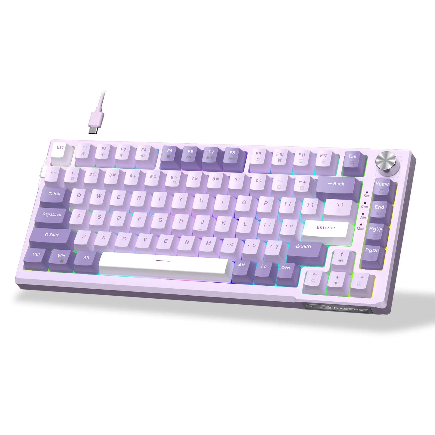 MageGee SKY81 Tastiera meccanica gaming 75%, RGB Gasket hot-swappable cablata personalizzabile, tastiera con suono cremoso e smorzamento acustico con manopola