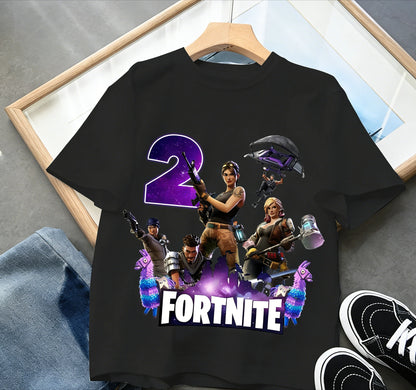 Fortnites dječje majice s brojem za rođendane za djevojčice i dječake, ljetna odjeća, pamučne majice za bebe, kratke majice za zabave, kratkih rukava, poklon za malu djecu