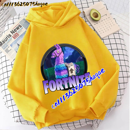 Детски суитшърт с качулка FORTNITED с дълъг ръкав за момичета и момчета, streetwear стил, аниме мода, горнище за деца и бебета, подарък