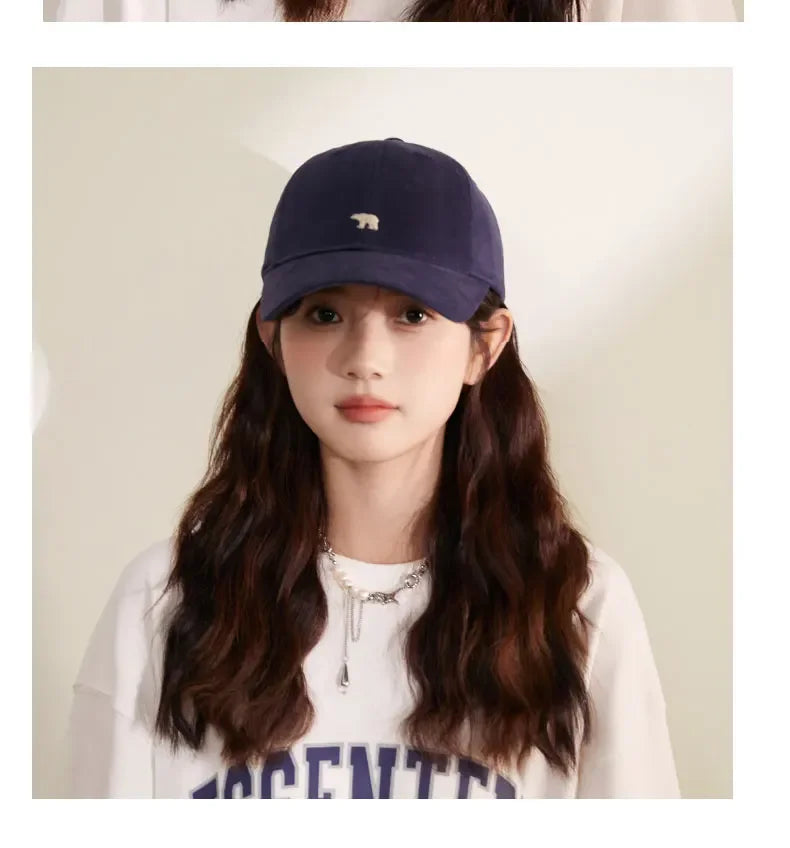 Big Head Baseball Cap Embroidery Polar Bear XL Size Sun Visor Cap Unisex Casual Solid Colors Fisherman Cap Woman Man Beach Hat