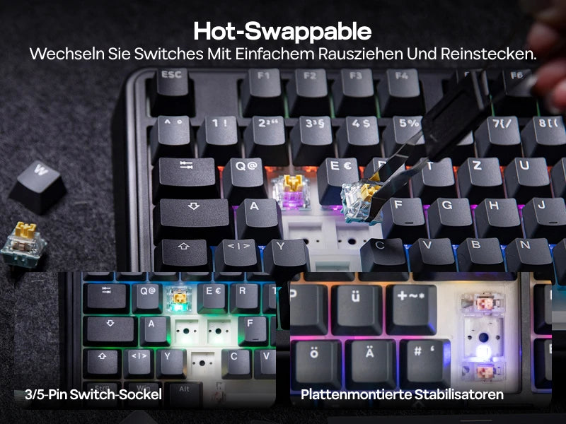 ISO-DE Layout EPOMAKER TH99 QWERTZ Layout 96% Creamy Gasket Wired/Bluetooth/2.4G Wireless Mechanical Keyboard with Knob/Numpad
