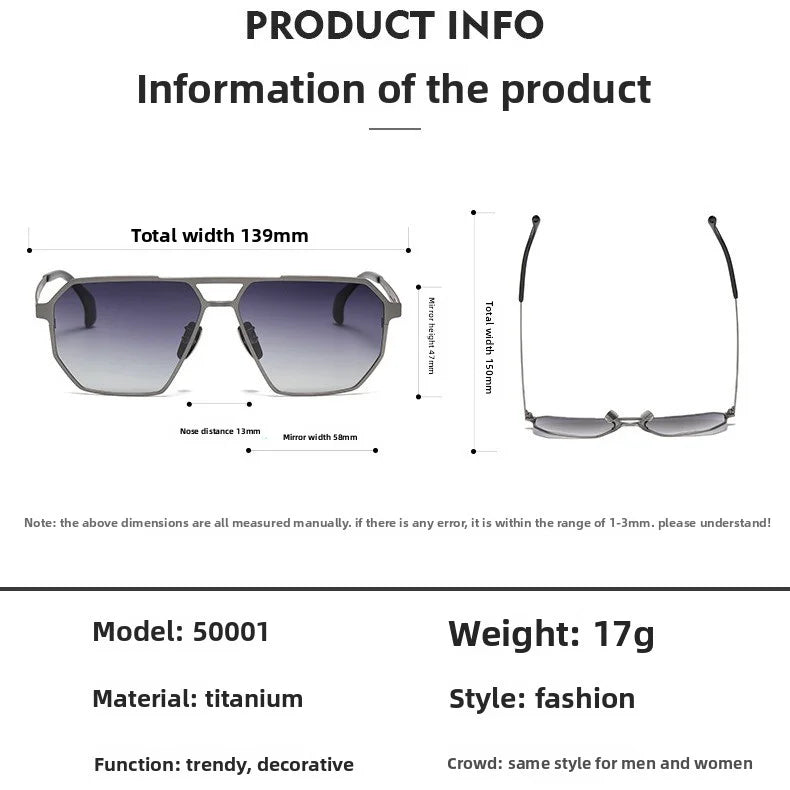 Pure Titanium Sunglasses Men Vintage Square Polarized Sun Glasses for men Women 2026 New Retro driving Mirrored UV400 Shades
