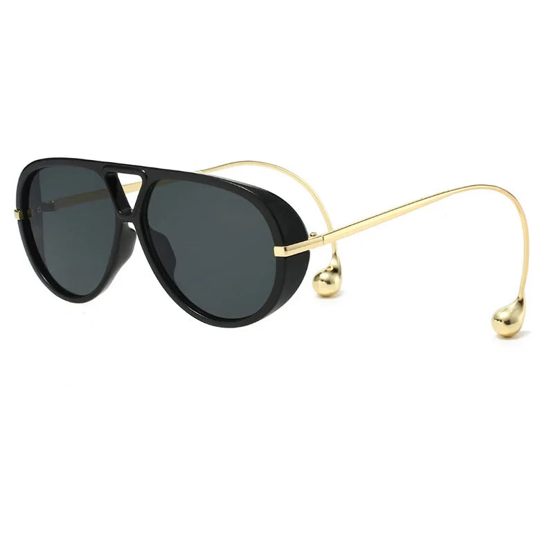 Vintage Oversized Pilot Sunglasses Unisex Double Bridge UV400 Protection Fashionable Punk Style Female Shades Popular Eyewear