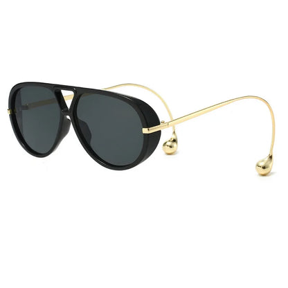 Vintage Oversized Pilot Sunglasses Unisex Double Bridge UV400 Protection Fashionable Punk Style Female Shades Popular Eyewear