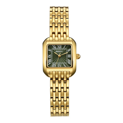 BERNY Gold Watch for Women Luxury Brand Square Ladies Quartz Watches New In Top Quality Fashion Elegant Business S/S Wristwatch