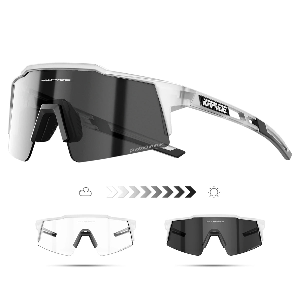 Kapvoe Fotochromowe okulary rowerowe dla mężczyzn Okulary modowe Rower górski Rower szosowy Okulary do jazdy na świeżym powietrzu Okulary sportowe MTB