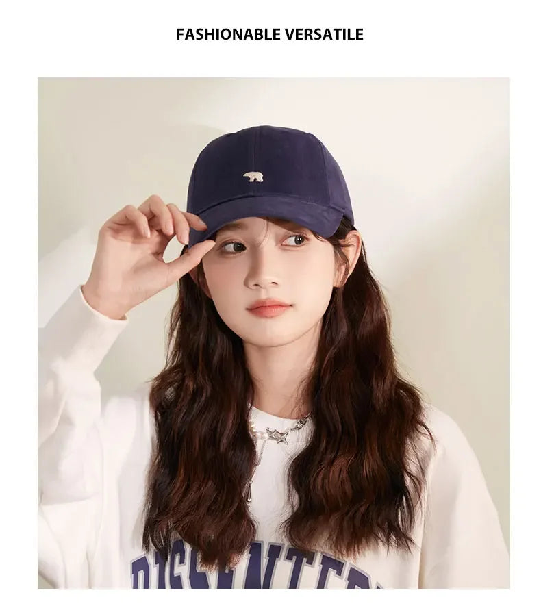Big Head Baseball Cap Embroidery Polar Bear XL Size Sun Visor Cap Unisex Casual Solid Colors Fisherman Cap Woman Man Beach Hat