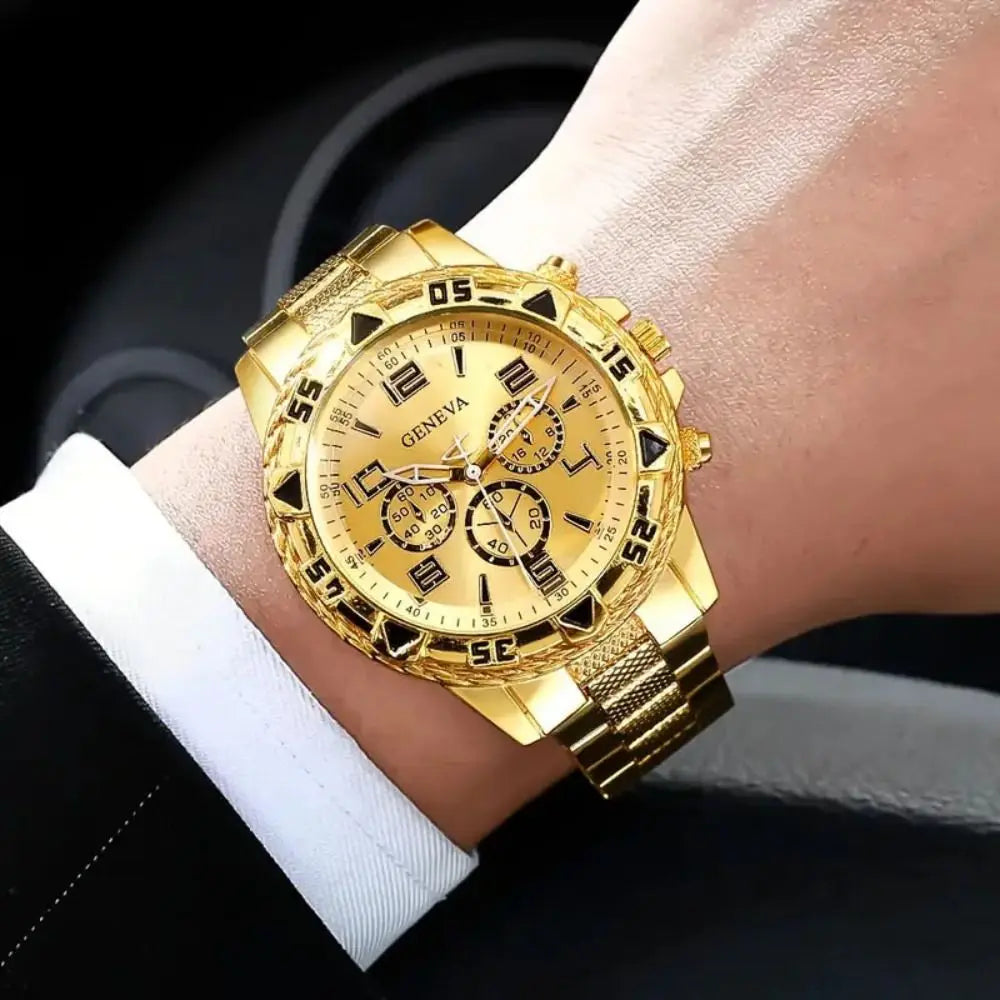 High Quality Stainless Steel Watchband Men Wristwatch Luxury Casual Quartz Watch Large Dial Business Watch