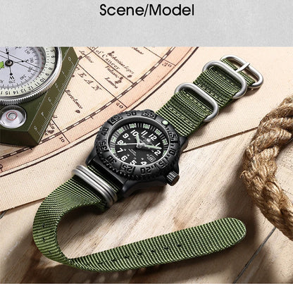 ADDIESDIVE Men’s Luxury Military Sport Quartz Watch  Luminous Dial, Rotating Bezel, Nylon Strap & 50M Water Resistant