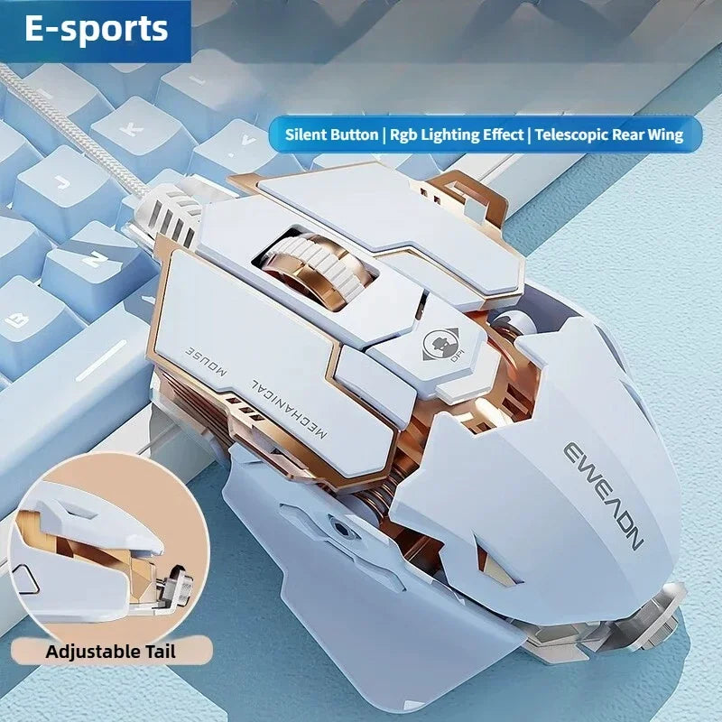 G5 Mechanical E-sports Wired Mouse, RGB 9 Button Macro Programming Gaming Mute Mouse, 12800 DPI for Desktop Computer Laptop
